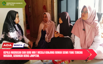 Kepala Madrasah dan Guru MIN 1 Mesuji Kunjungi Rumah Siswa yang Terkena Musibah, Serahkan Beras Jimpitan.