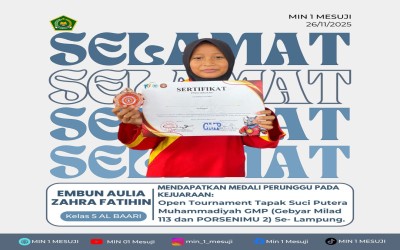 Embun, Siswa MIN 1 Mesuji Peroleh Medali Perunggu Kejuaraan Tapak Suci Putra Muhammadiyah GMP (Gebyar Milad 113 dan PORSENMU 2) Se-Provinsi Lampung