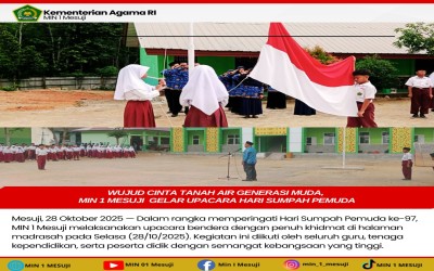 Wujud Cinta Tanah Air Generasi Muda, MIN 1 Mesuji Gelar Upacara Hari Sumpah Pemuda